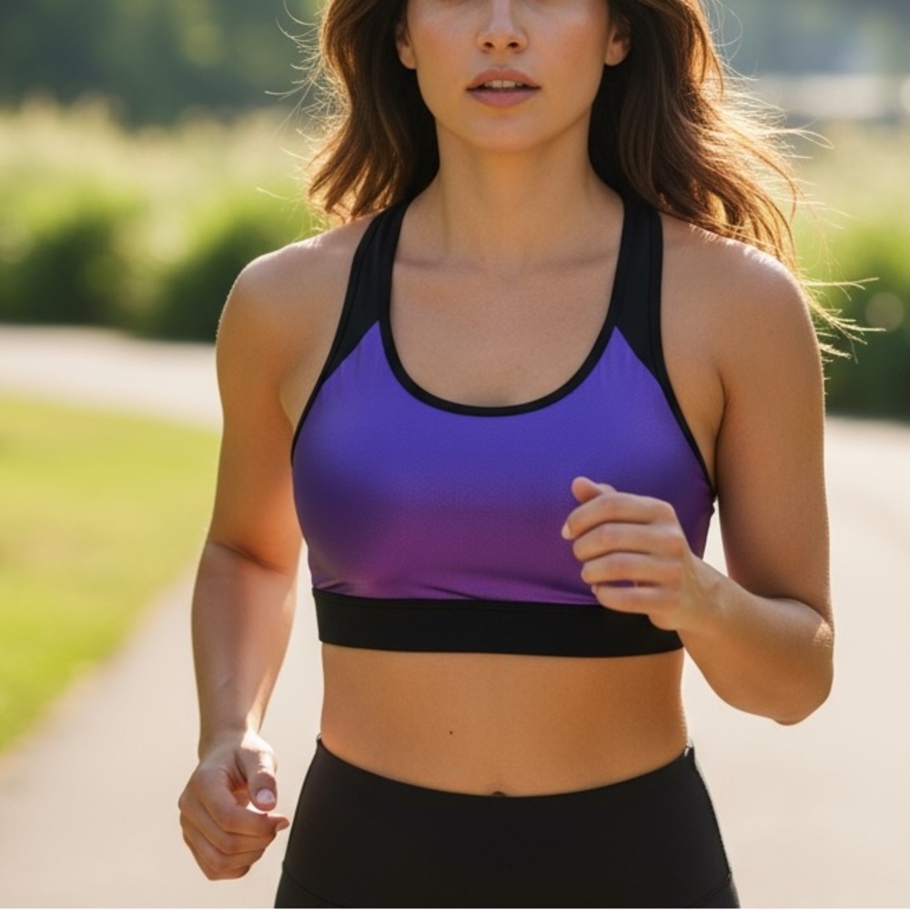 KORAL set top and pants wet look purple leggings bra top Small S